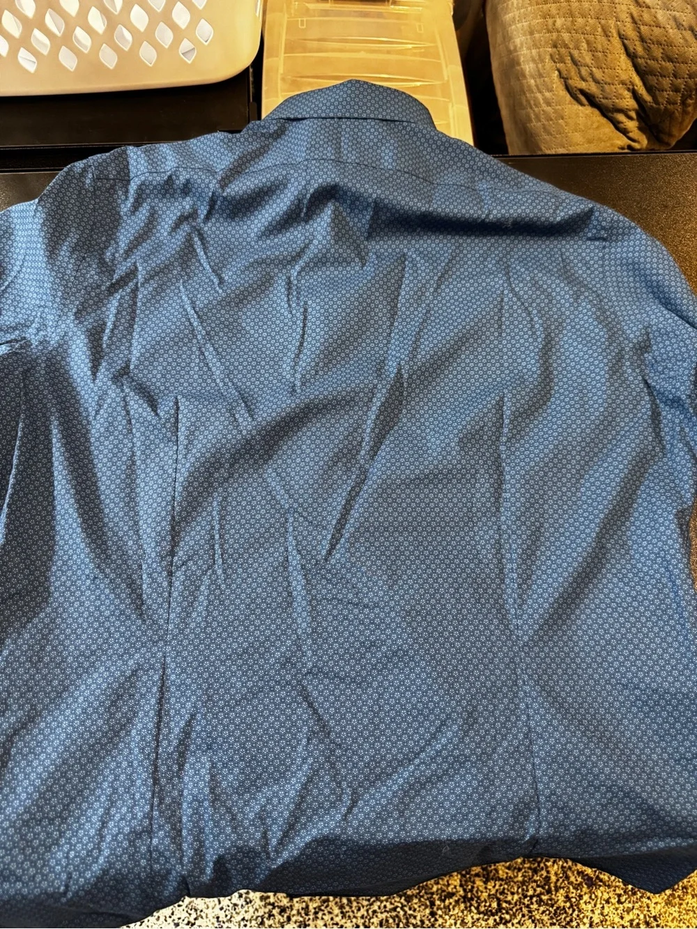 Banana Republic Blue Micro-Print Athletic Fit Dress Shirt Large NWT